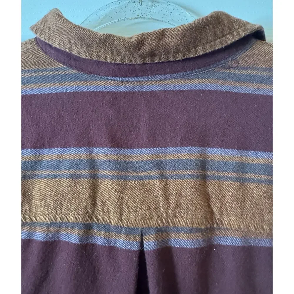 Carhartt Women’s Rugged Flex Loose Fit Flannel Shirt Brown Maroon Stripe Sz XXL - Picture 7 of 9